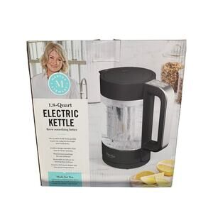 Martha Stewart Electric Kettle 1.8 Quart Glass Cordless Carafe Swivel Base